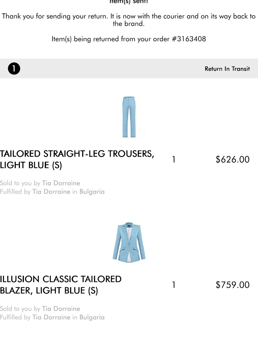 Light Blue Tailored Straight-Leg Trousers and Suit Jacket